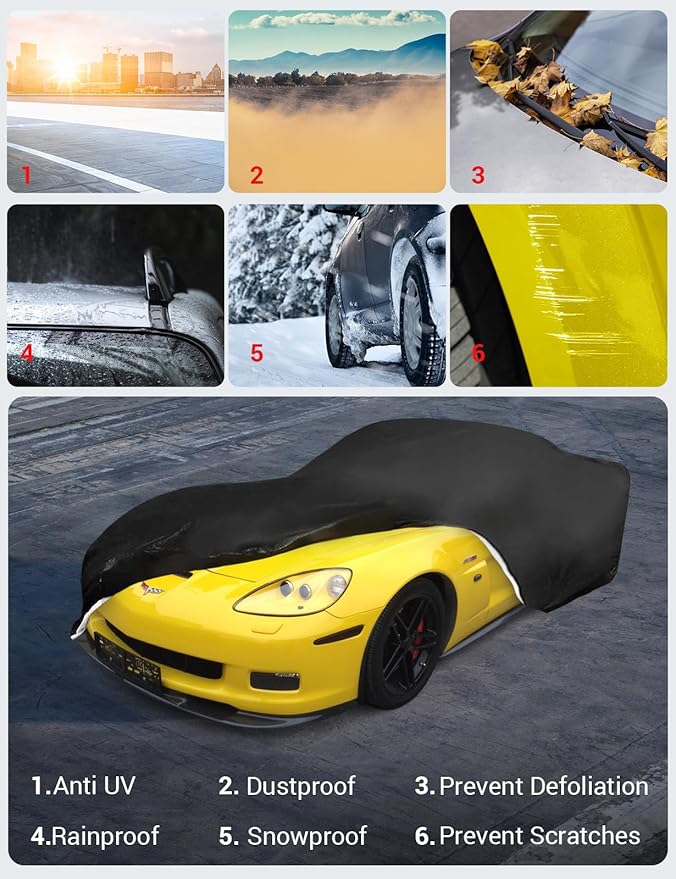 Proadsy 2025 Upgrade Car Cover Compatible with C5 Corvette 1997-2004 Windproof All Weather Waterproof Sun Rain UV Dust Snow Protection Outdoor Covers