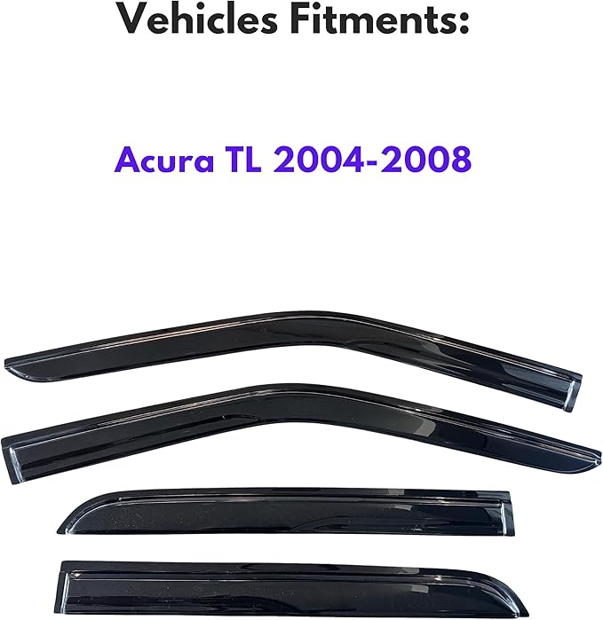 KPY Window Visor Compatible with Acura TL 2004-2008, 4PC Rain Guard Side Window Vent Deflectors Tape-On Mugen Style, 2004 2005 2006 2007 2008