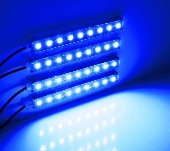 Car LED Strip Light, EJ's SUPER CAR 4pcs 36 LED Car Interior Lights Under Dash Lighting Waterproof Kit,Atmosphere Neon Lights Strip for Car,DC 12V(Blue)