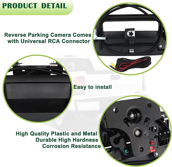 Backup Camera Tailgate Handle Rear View Camera Liftgate Latch Handle with Key Lock Cylinder Black Compatible with 2007-2014 Chevrolet Chevy Silverado GMC Sierra 1500 2500 3500