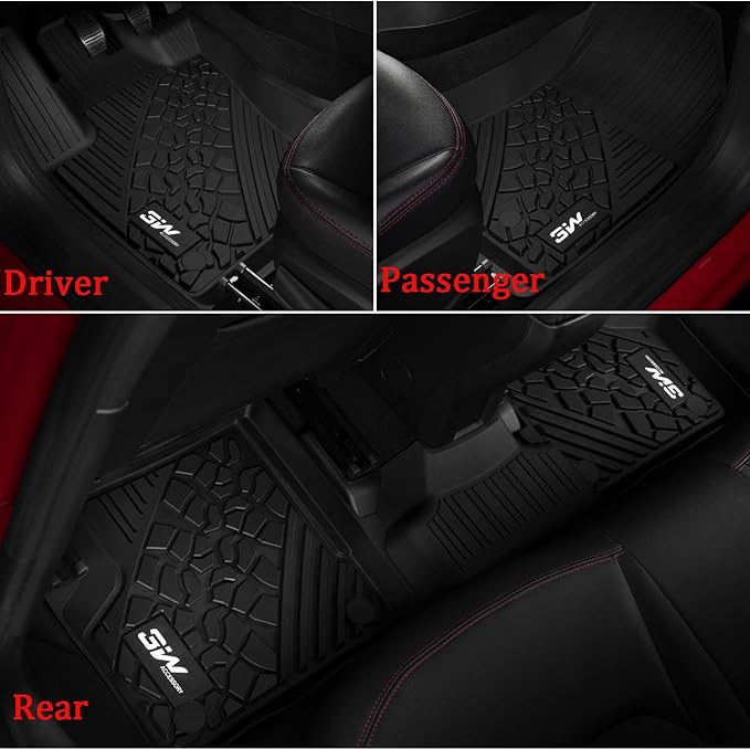 3W Floor Mats Fit for Jeep Renegade 2015-2023 TPE All Weather Custom Fit Floor Liner for Jeep Renegade 1st and 2nd Row Full Set Car Liners Black