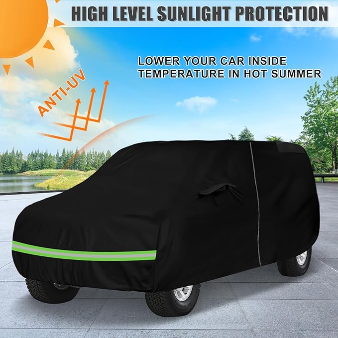 Waterproof Car Cover Compatible with 1984-2002 Toyota 4Runner 2/4 Door SUV Accessories, All Weather Classic Car Covers with Inner Cotton&Zipper Door for Snow Rain Protection