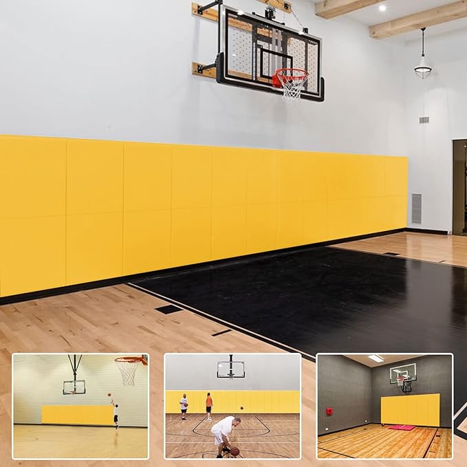 PROGOAL 2"/4" Thick Foam Protection Wall Pad，Gym Basketball-Court Protectors，Durable Waterproof Padding for Wall-Mounted Basketball Hoops(60" L x 20" W)…