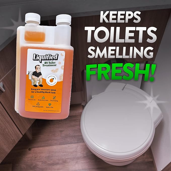 Liquified RV Toilet Treatment Bundle - Black Holding Tank Digester - Odor Eliminator - Orange Scent - Matts RV Reviews (Orange, 32oz, 3 Pack)