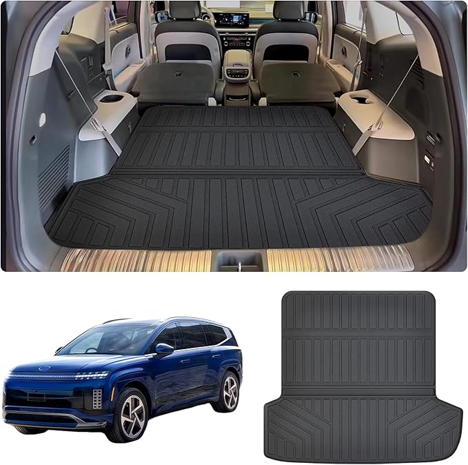 Large Cargo mat for 2026 Hyundai Ioniq 9（Foldable） TPE All Weather Protection Car Large Trunk Mat Accessories-Black