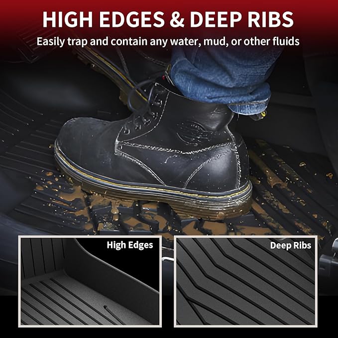 LASFIT Floor Mats for Mercedes Benz E Class 2017-2023 Fit Sedan & Wagon Only, E300 / E350 / E400 / E43 AMG / E450 / E53 AMG / E550 / E63 AMG S, All Weather TPE Floor Liners for E Class, 1st & 2nd Row