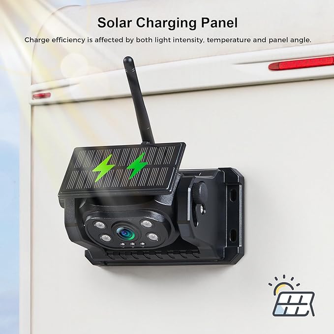 2 Magnetic Wireless Backup Camera with 7'' HD 1080P DVR Monitor System, 9600mAh Rechargeable Waterproof Dual Solar Reverse Camera for Hitch Towing Car Trailer Truck RV VN007