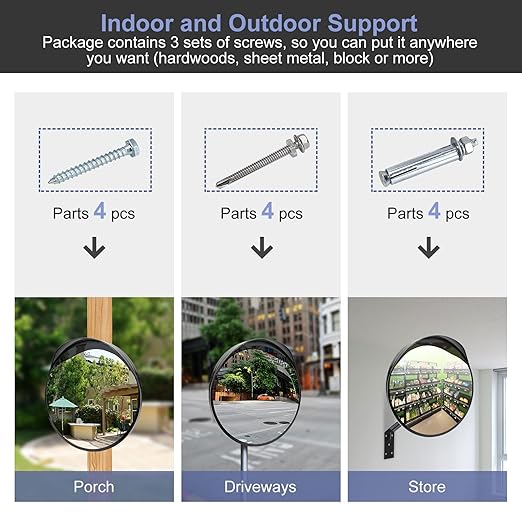 moveland 18 Inch Convex Security Mirror for Parking Assist, Adjustable Wide View Acrylic Convex Mirror for Garage, Blind Spot, Business, Office, Warehouse, Traffic (Support Indoor and Outdoor)