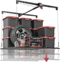Overhead Garage Storage Lift, Adjustable Heavy-duty 4x4 Ft Ceiling Racks with Safety Lock, Ideal for Storage Lifting Organization System, 250lbs Capacity (Standard Edition)