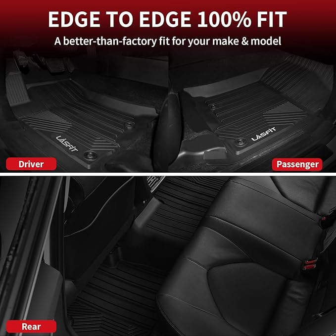 LASFIT Floor Mats for Toyota 4Runner 2013-2024 (Fit 7 Seats&5 Seats) & for Lexus GX460 2014-2023, All Weather TPE Custom Fit Floor Liner for 4 Runner 5th gen Front & Rear 2 Row Car Mats, Black