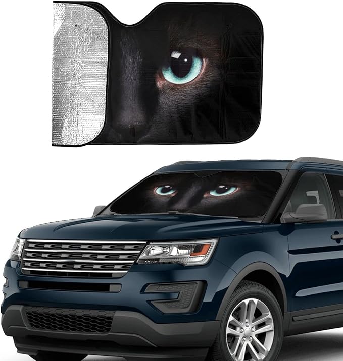 Black cat Eyes Car Windshield Sunshade Front Window Sun Visor Protector Foldable Shield Cover for Truck SUV