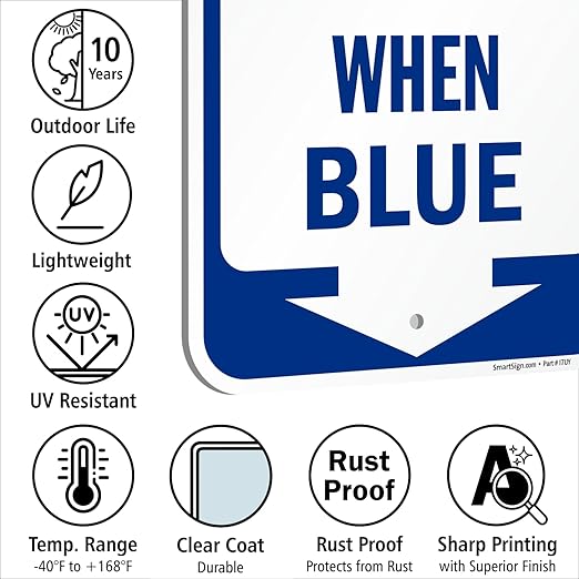 SmartSign 18 x 12 inch Icy Conditions When Blue Sign with Down Arrow, 120 mil Durable Aluminum Composite (ACM), Engineer Grade Reflective Material, Blue/White, USA-Made, 100-Years of Sign Expertise