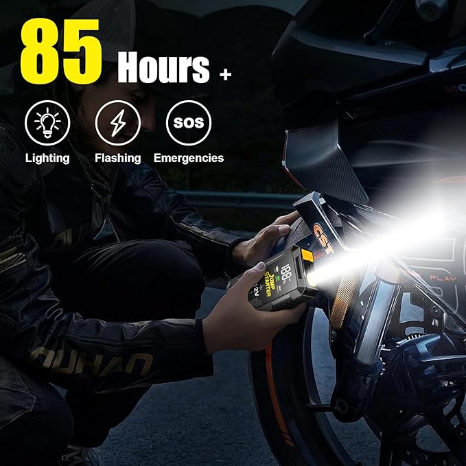 Car Battery Jump Starter with 4000A Peak Smart Clip LCD Display and 3 Modes Flashlight for Up to All Gas and 10.0L Diesel Engine 12V Auto Battery Booster Jumper Cables Portable Lithium Jump Box