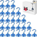 LOVIMAG Magnetic Hooks for Cruise Cabins, 40lbs Blue Magnetic Hooks for Classroom, Strong Magnets with Hook for Hanging, Neodymium Magnet Hook for Fridge, Ceiling, Locker, Camper, Travel-25 Pcs