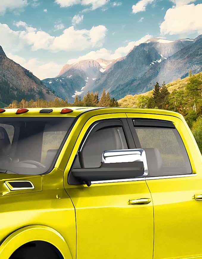 in-Channel Window Rain Guards Fit for Truck Dodge RAM 2500 3500 2019 2020 2021 2022 2023 2024 2025 Crew Cab Extra Durable Window Deflectors Vent Visors Shades Exterior Car Accessories