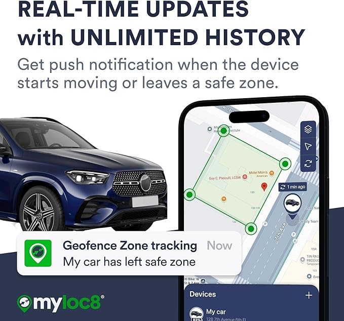 GPS Tracker for Vehicles with Magnet – 4G LTE Real-Time Location Device with App, Built-in SIM, 14-Day Battery – Anti-Theft GPS Tracker for Car, Motorcycle, Scooter, Bike - 12-Mo Subscription Incl
