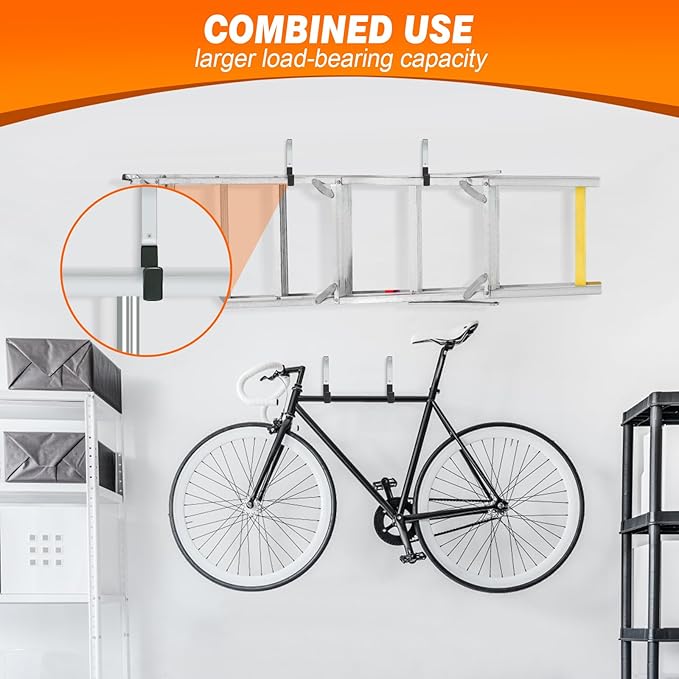 Garage Hooks Heavy Duty Bike Hooks for Garage Set of 8 Tool Organizers and Storage Wall Mount Storage Tool Holder Hanger for Garden Shed Shop Ladder
