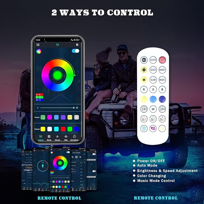 Car LED Underglow Lights - 6Pcs Car Underglow Neon Accent Strip Lights with Dream Color Chasing, APP Control 12V 300 LEDs Underbody Lights, Waterproof Underglow Led Light Kit for Cars, Trucks, Boats