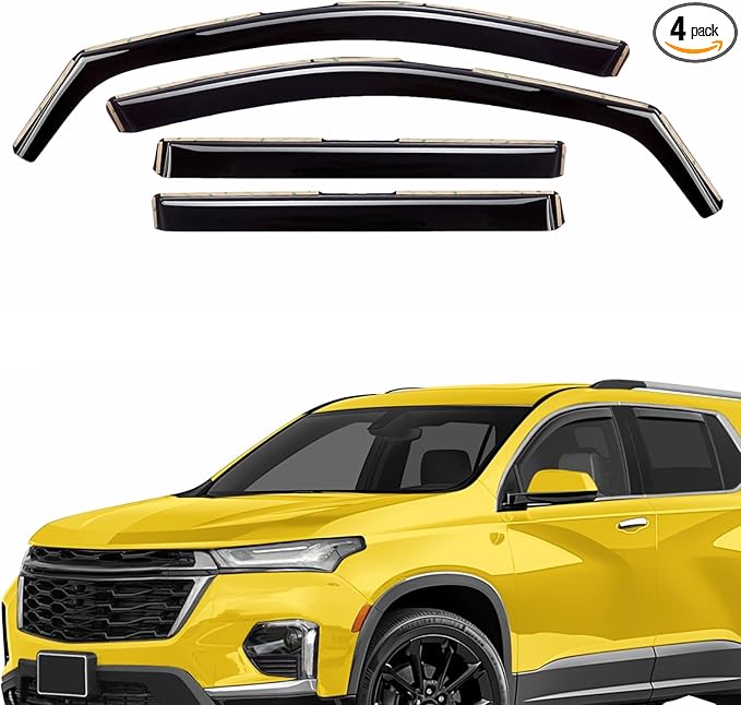 Extra Durable Window Deflectors in-Channel Window Visors Rain Guards Fit for Chevrolet (Chevy) Traverse 2018-2023, Sun Visors, Wind Vent for Shades, Exterior Car Accessories - 4pcs. AG0868