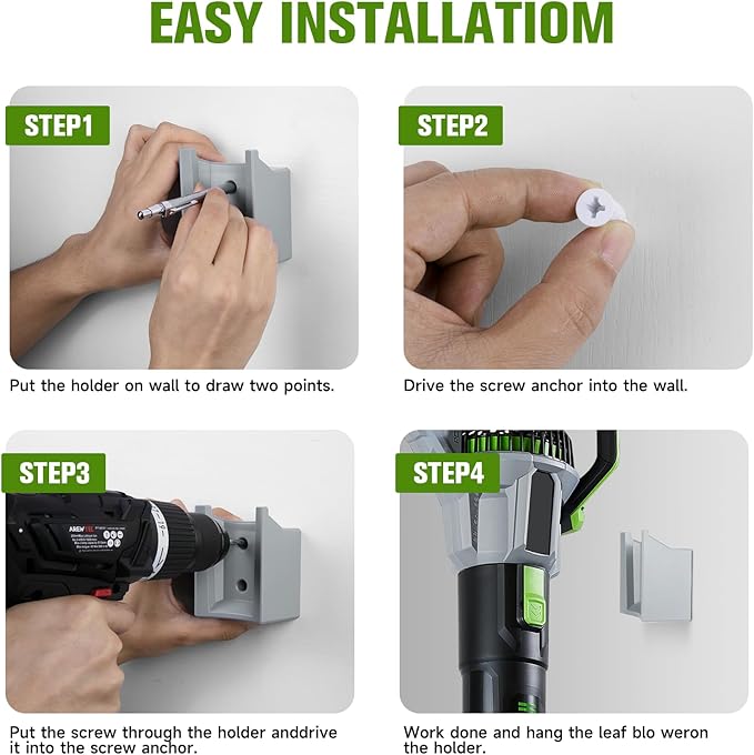 Leaf Blower Wall Mount Holder Compatible with EGO 765 CFM Power+ LB7654 & LB7650 Leaf Blower, Wall Mount Holder Bracket for Leaf Blower Storage