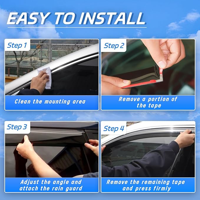 Window Rain Guards for 2018-2024 Chevrolet (Chevy) Equinox, Tape-on Window Visor, Outside-Mount Vent Shade Wind Deflector Rain Shield Protector Sun Visor for 18-24 Equinox