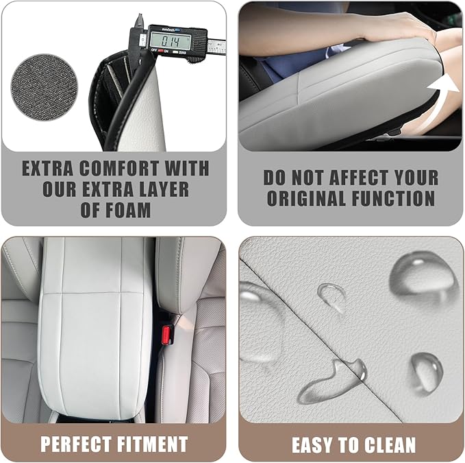 Muslogy for Accord 2023-2025 Center Console Cover Armrest Pad Vegan Leather Extra Soft Armrest Lid Protector Compatible with Honda Accord LX EX Sport Hybrid EX-L Sport-L Touring (V1 White)