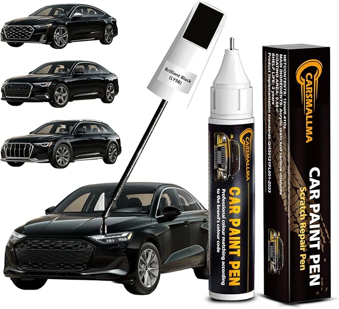 LY9B Brilliant Black Car Touch Up Paint for Audi, Color Accurate Car Paint Scratch Repair Pen Kit Quick & Easy Fix Vehicle Chips and Automotive Nicks Scuff