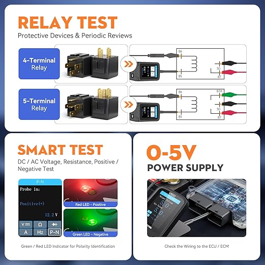 VDIAGTOOL V500 Automotive Power Circuit Probe Tester Kit, 9-30V Car Electric Circuit Tester, Short/Open Circuit Finder, Oscilloscope/Multimeter/Injector/Relay Tester, Component/Fuse/Trailer/AC/DC Test
