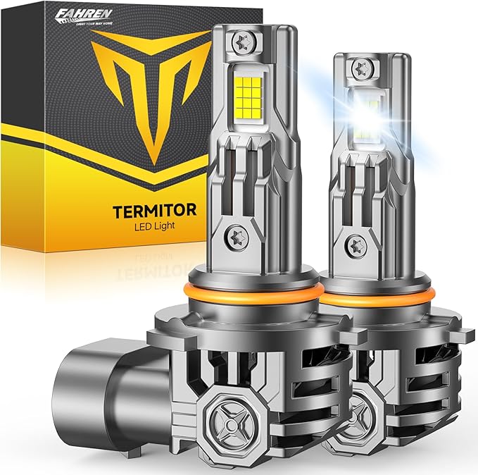FAHREN Upgraded 9012 LED Bulbs, 60000LM 1000% Ultra-Bright, Real 1:1 Mini Size, Hir2 Light Bulb Halogen Replacement, 6500K Cool White, 70000HRS+ Lifespan, Quick Install No Adapter Needed, Pack of 2