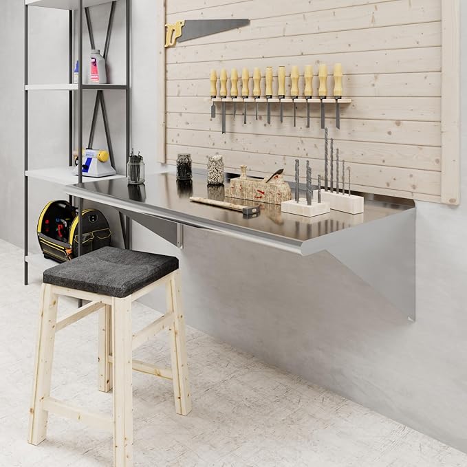 AmGood 48" Long X 24" Deep Stainless Steel Wall Shelf | NSF Certified | Appliance & Equipment Metal Shelving | Kitchen, Restaurant, Garage, Laundry, Utility Room
