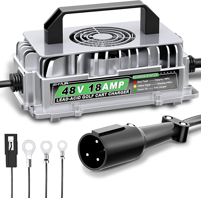 48 Volt 18 AMP Golf Cart Battery Charger for Club Car 3-Pin Round Plug for 48V Lead Acid Battery