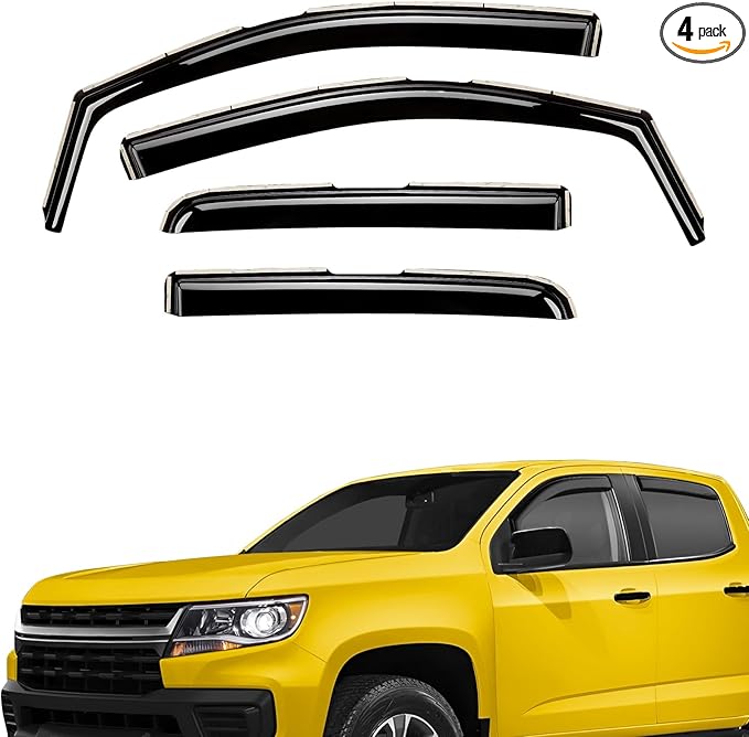 Extra Durable Window Deflectors in-Channel Window Visors Rain Guards Fit for Chevrolet (Chevy) Colorado 2015-2022 Crew Cab, Sun Visors, Wind Vent for Shades, Exterior Car Accessories - 4pcs. AG0275