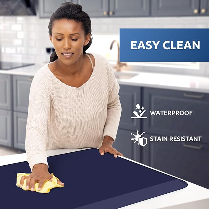 KitchenClouds Kitchen Mat Cushioned Anti Fatigue Rug 20"x39" Waterproof, Non Slip, Standing and Comfort Desk/Floor Mats for House Sink Office (Blue)