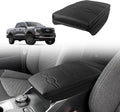 Muslogy Center Console Armrest Cover Compatible with Ford Ranger 2024 2025 Accessories Comfort Armrest Pad Cushion Box Lid Cover Vegan Leather Protector 1-Inch Extra Thick(Black/Black Stitching)