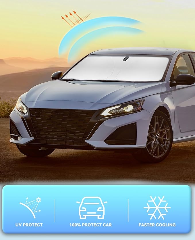 Windshield Sun Shade Car Sunshade for Nissan Altima 2019 2020 2021 2022 2023 2024 2025 Accessories Windshield Sun Visor Cover for Altima Front Window Shield 240T Coating Protect Car from Sun Rays