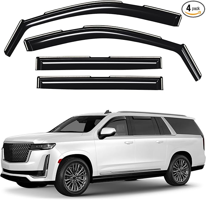 Window Deflectors Smoke Tinted In-Channel Side Window Vent Visor Deflectors Rain Guards Compatible with Escalade ESV 2021-2025 - 4pcs. GW0608