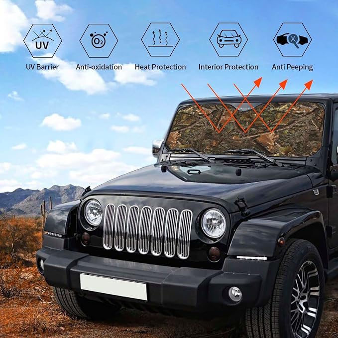 Camouflage Hunting Car Windshield Sunshade Front Window Sun Visor Protector Foldable Shield Cover for Truck SUV