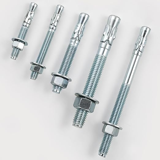 5/8x4-1/4 10Pcs Inch Standard Fasteners for Heavy-Duty Zinc Wedge Anchors for Cement and Concrete