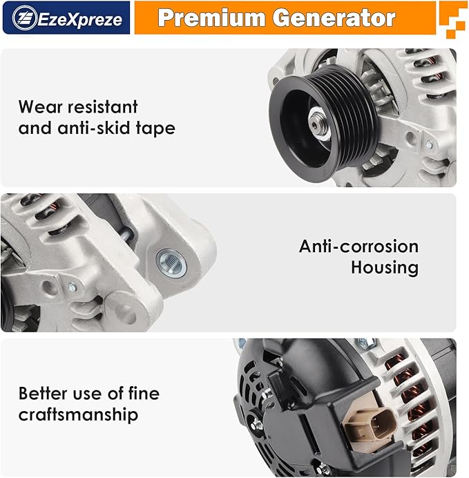 Ezexpreze 11390 Alternator Replacement for 2.4L Honda Accord 2008 2009 2010 2011 2012,Acur.a TSX 2009 2010 2011 2012 2013 2014 130A,12V,CW,7-Groove Pulley, OE#11390,1042105890,12870