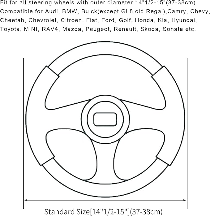 Soft Car Steering Wheel Cover for Sedan, SUV, Warm Luxury Velvet, Odorless, Universal, Anti Slip, Summer Winter, Gray, Standard Size[14" 1/2-15"](37-38cm)