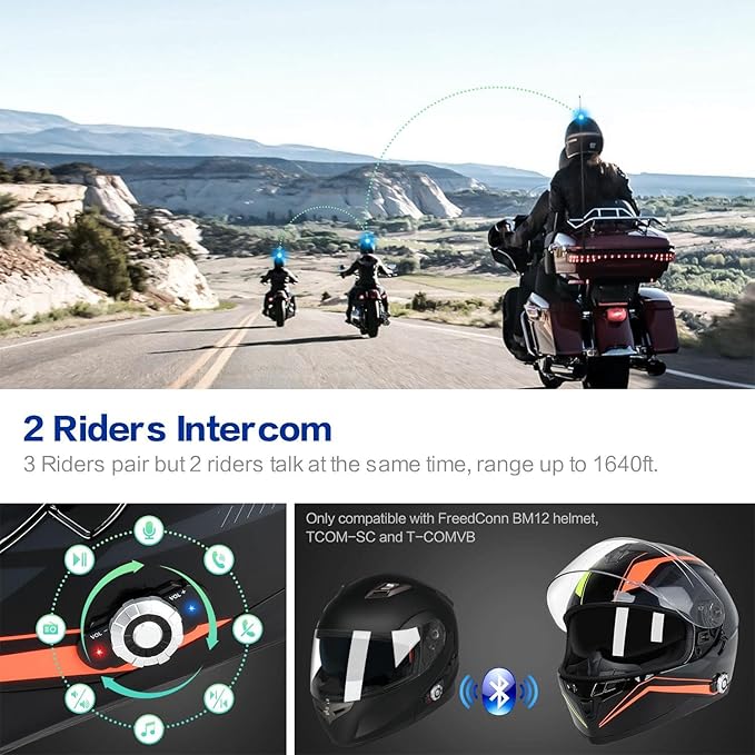 Bluetooth Motorcycle Helmet FreedConn BM12 DOT Full Face Bluetooth Helmets Motorcycle Dual Visor Helmet with Integrated Intercom System/ 2~3 Riders Pair/ 500M/ FM/ MP3/ Voice Dial (Multi-Color, XXL)