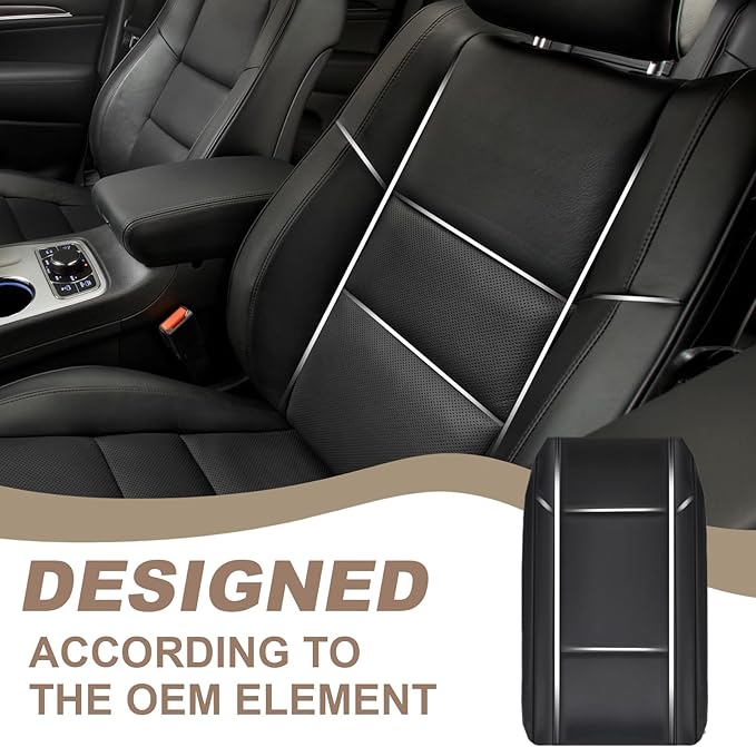 Muslogy Center Console Armrest Cover Compatible with Jeep Grand Cherokee 2011-2021 Comfort Armrest Pad Arm Rest Cushion Vegan Leather Protector Regular Thick