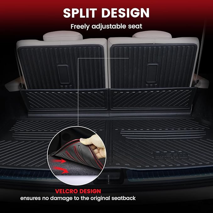 LASFIT Cargo Mat & Backrest Mat for Mercedes Benz GLS 450/580 / 63 AMG 2026 2025 2024 2023 2022 2021 2020, All Weather TPE Waterproof Cargo Liner Custom Fit GLS 2020-2026 Trunk Mat with Seatback