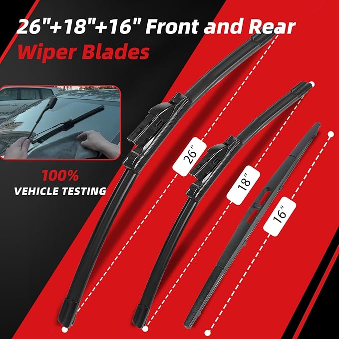 OTUAYAUTO Windshield Wiper Blades - Replacement for Subaru Outback 2020-2024, Front and Rear Wiper Blade, Top Lock - 26"+18"+16" (Pack of 3)