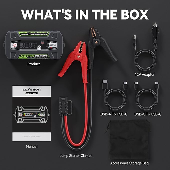 J2250 PRO Jump Starter with ConnectMax, 2250A LiFePO4 Car Starter Battery for 8.0L Gas and 6.0L Diesel Engines, Jump Pack with 60W Two-Way Fast Charging, Super-Safe and 2000 Cycle Life