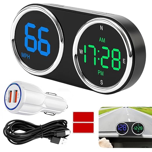 GPS Digital Speedometer for Car MPH, Universal HUD Speed Meter with LED Large Font, Plug Play for Car Truck Motor SUV Golf Cart All Vehicles (Colorful MPH KM/H Speedometer)