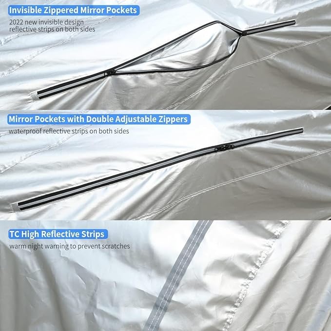 Tecoom Car Cover Waterproof UV-Proof Windproof for All Weather Indoor Outdoor Mirror Pockets Coupe/Convertible/Sport Car Fit for Ford Mustang, Chevy Camaro, 183-193 Inches Length