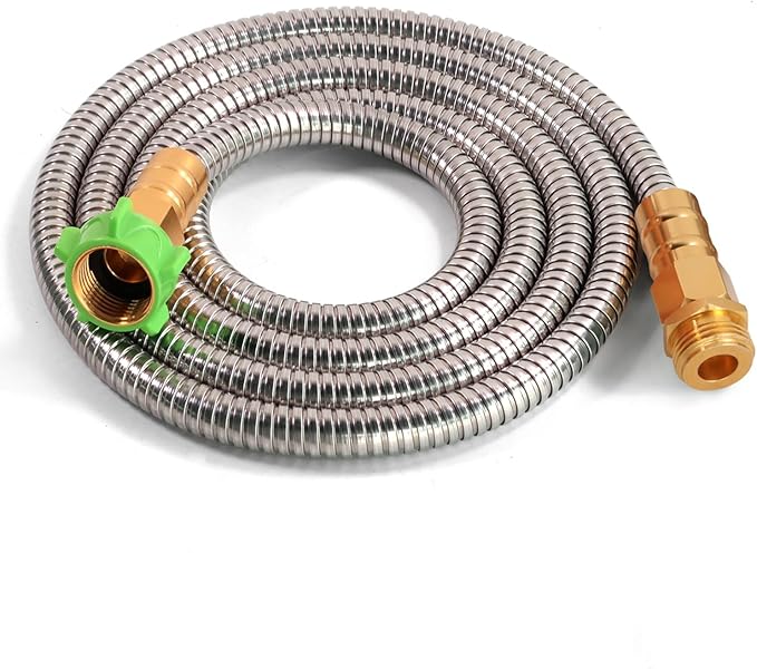 Metal Short Garden Hose 10 Ft 12 Ft, Flexible Stainless Steel Garden Hose 10 Feet 15 Feet Heavy Duty Water Hose Flexible Metal Water Hose (10 Feet)