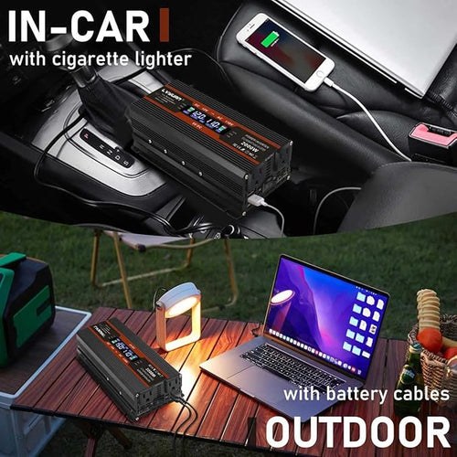 1000W/2000W (Peak) Car Power Inverter 12v to 110v DC to AC Converter with Dual AC Outlets LCD Display,1000 Watt Power Inverters for Vehicles Car RV Truck