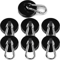 DIYMAG Black Magnetic Hooks, 110LBS Strong Heavy Duty Neodymium Magnet Hooks with Swivel Carabiner Hook, Great for Your Refrigerator and Other Magnetic Surfaces, Pack of 7